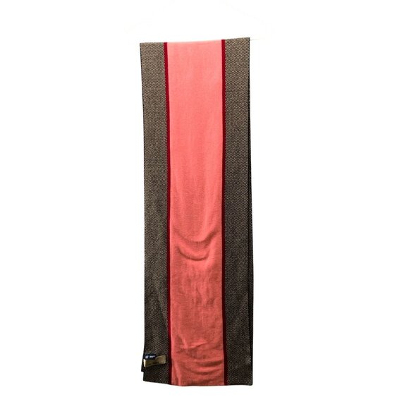 Vintage Gap Merino Wool Rectangle Scarf Womens Pink Brown Herringbone Winter - Picture 2 of 9